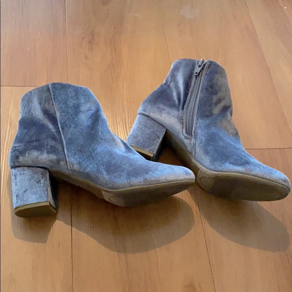 Grey velvet booties
